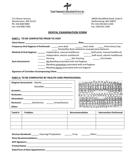 Free 5 Dental Examination Forms In Pdf Ms Word