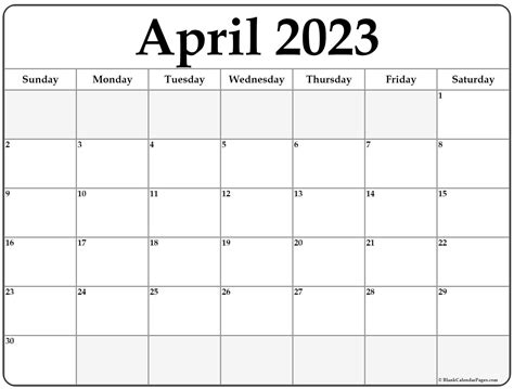 Free Printable Blank April 2023 Calendar 2024