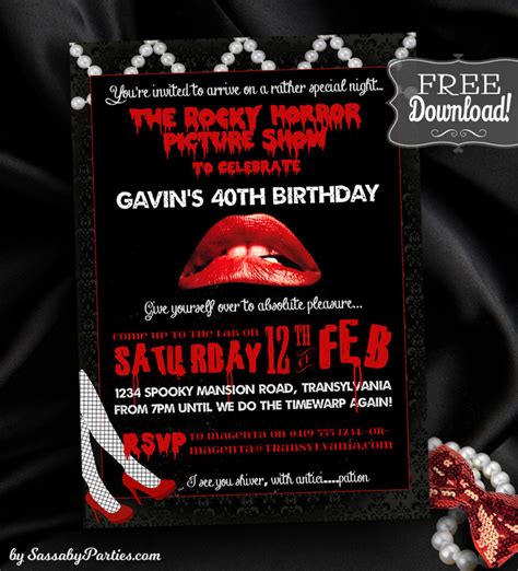 Rocky Horror Picture Show Free Download Invitation The Sassaby Party Co