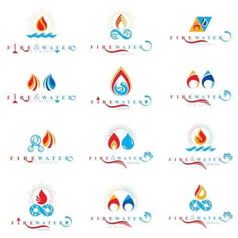 Combinación De Elementos De Agua Y Fuego Colección De Logotipos