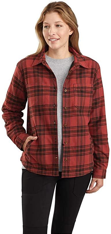 Carhartt Womens Rugged Flex Relaxed Fit Flannel Plaid Shirt Redwood X Amazonca Clothing
