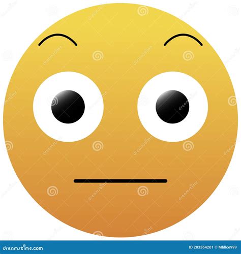 High Quality Emoticon Isolated On White Background Flushed Face Emoji With Shocked Eyes Yellow