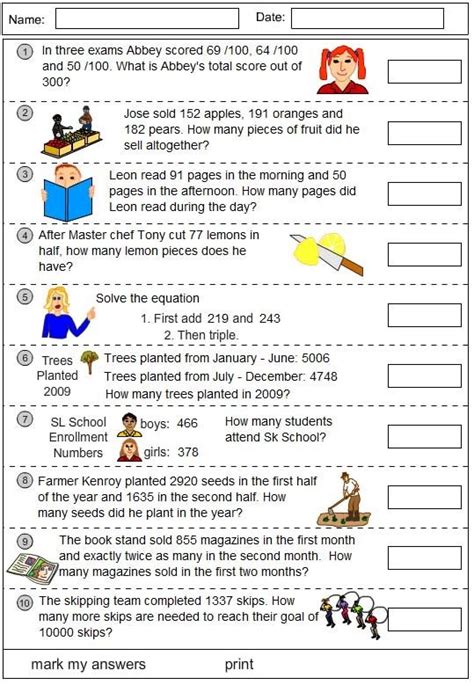 Problem Solving Worksheets For Grade 4