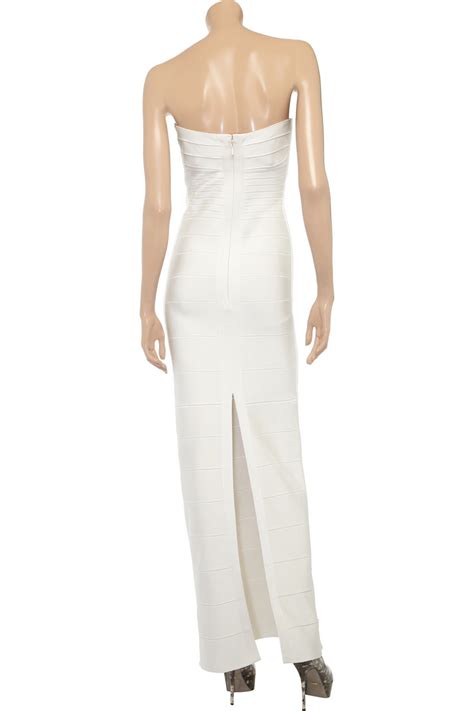 Lyst Hervé Léger Strapless Bandage Gown In White