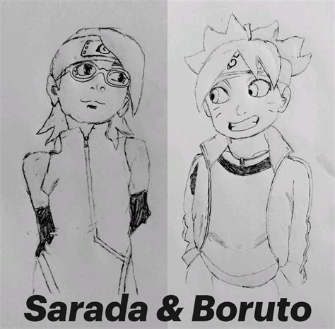 Sarada And Boruto I Drew Sarada And Boruto Dattebasa Boruto Naruto