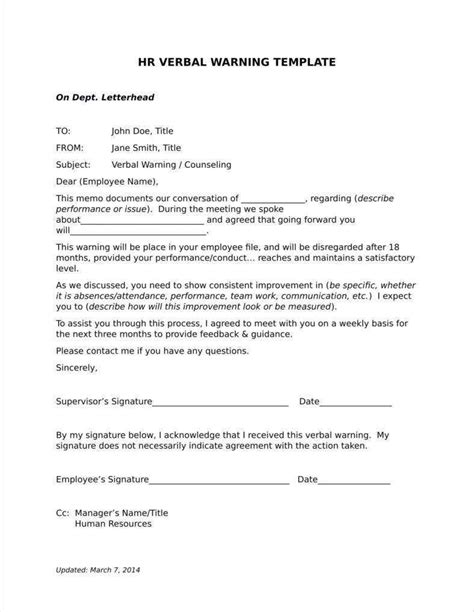 Sample Warning Letter For Absenteeism Doctemplates