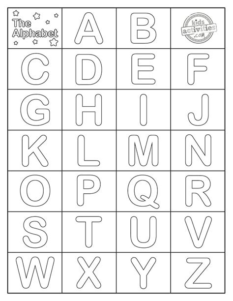 Easy Alphabet Printable Chart Coloring Pages Kids Activities Blog