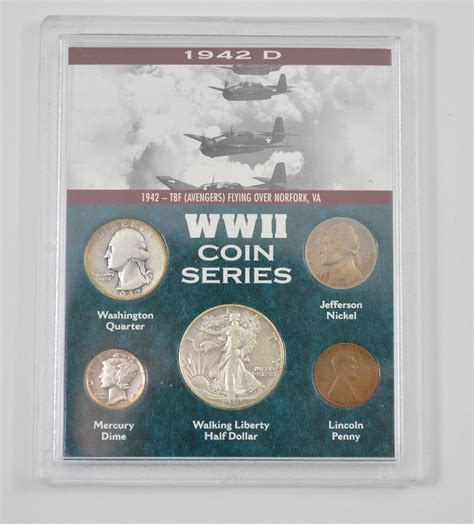 Silver Coin Set Wwii Coin Series 1942 D Historic Us Collection