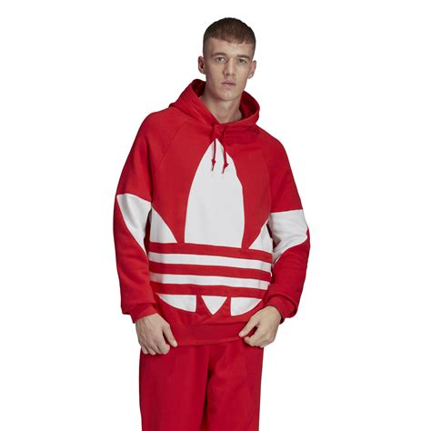 Adidas Originals Cotton Big Trefoil Pullover Hoodie In Red For Men Lyst