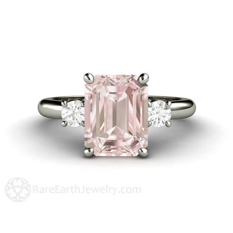 2ct Pink Morganite Ring Morganite Engagement Ring Emerald Cut Etsy