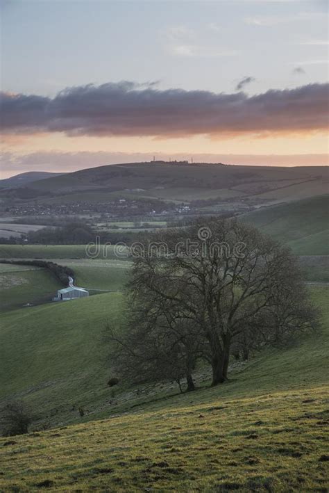 Stunning Vibrant Sunrise Landscape Image Over English Countryside