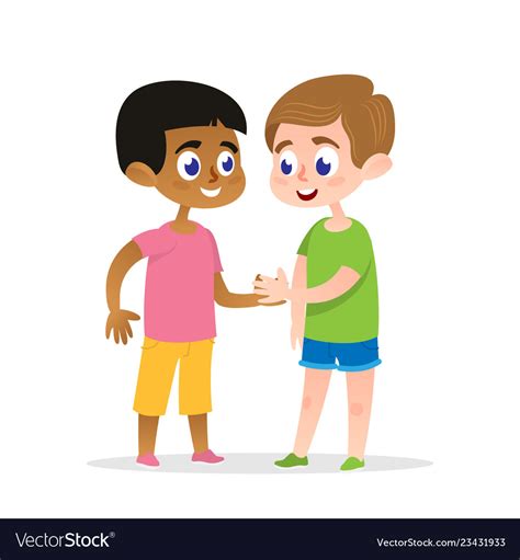 Two Happy Friends Handshake Royalty Free Vector Image