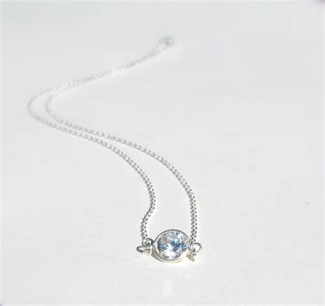 Floating Diamond Necklace Sterling Silver Cz Solitaire