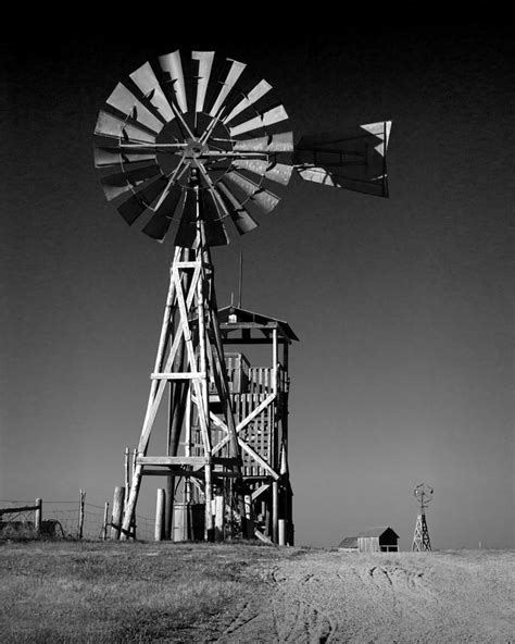 Plains Frontier Windmill In Black And White Photograph By Randall Nyhof