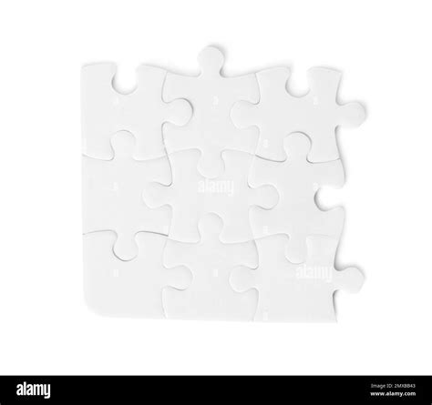 Blank Puzzle Pieces Isolated On White Top View Stock Photo Alamy