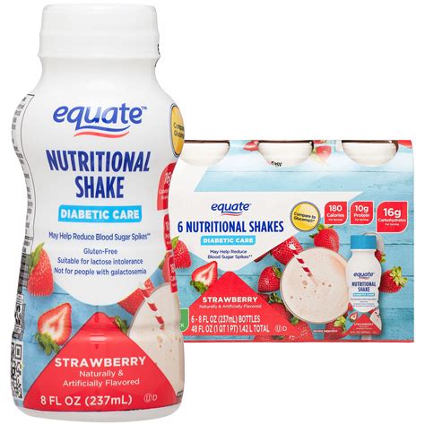 Equate Diabetic Care Nutritional Shakes Strawberry 8 Fl Oz 6 Count