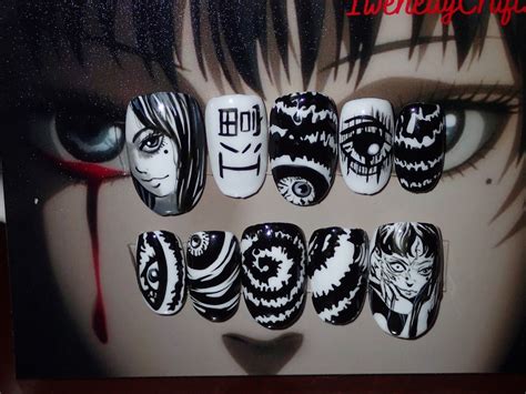Junji Ito Uzumaki Inspired Press On Nails Tomie Nails Horror Etsy