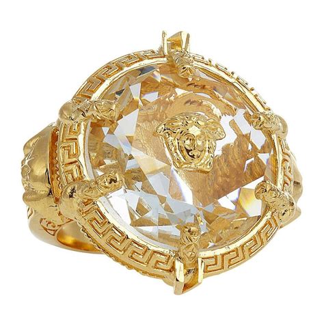 New Versace Oversized Gold Plated Crystal Ring At 1stdibs Versace