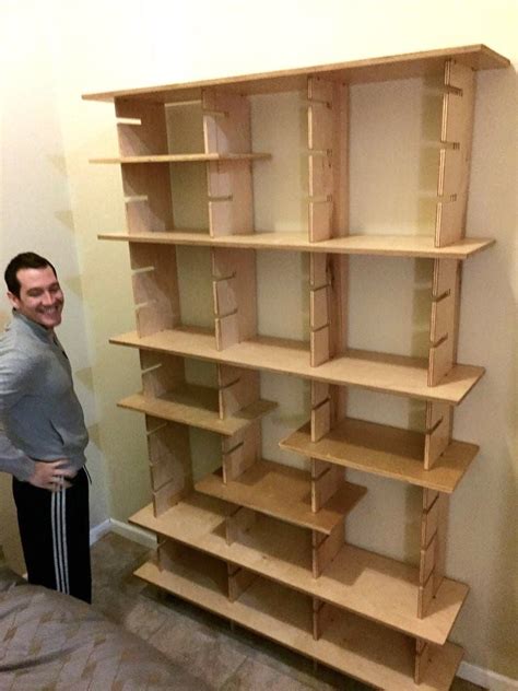 Diy adjustable shelf bookcase materials: Slot Joint Adjustable Bookshelves in 2020 | Adjustable bookshelf, Plywood shelves, Shelves