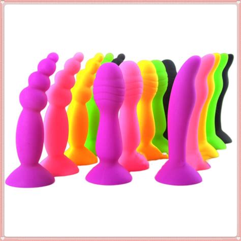 fluorescence colour anal plug with sucker silicone butt plug beginners anal sex toys beads