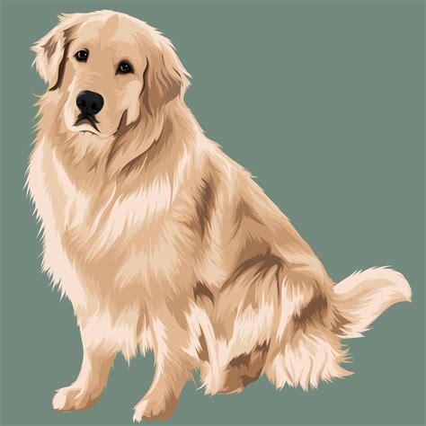Golden Retriever Digital Art Printable Download Dog Portrait