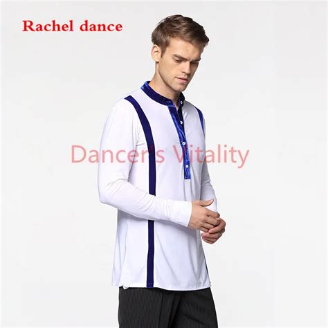 Long Sleeve Button Mens Latin Shirts Dance Top Ballroom Dancewear Latin