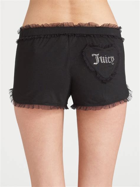 Juicy Couture Tulletrimmed Sleep Shorts In Black Lyst