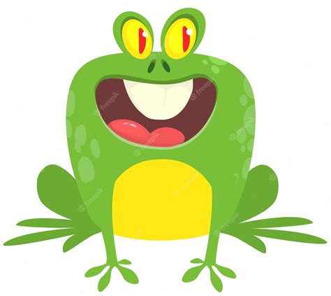 Premium Vector Funny Green Frog Cartoon Character Design Vector