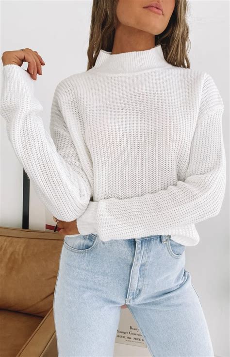 Secretly Knitted Sweater White Fashion Cute Casual Outfits Trendy