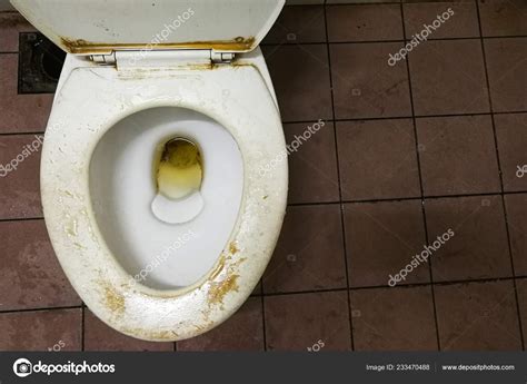 Dirty Smelly Public Toilet Bowl Stain Limescale — Stock Photo © Thamkc
