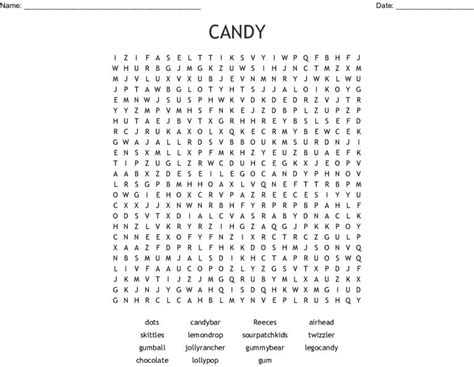 Candy Word Search Wordmint Word Search Printable