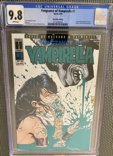 98 Vengeance Of Vampirella 1 Green Foil 2nd Print Cgc Error Royal Blue