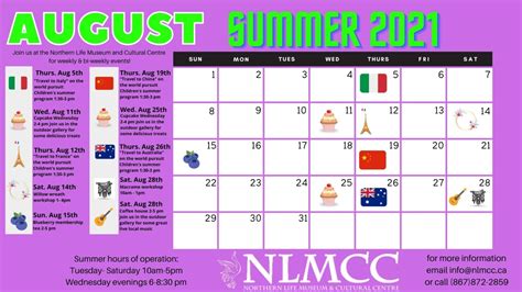 August Calendar Of Events For The Northern Life Museum And Cultural