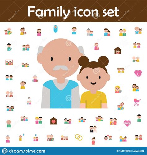 Grandfather And Granddaughter Twins Walking Cartoon Vector
