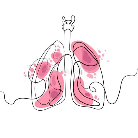 Human Lungs Organ Continuous Line Drawing In Trendy Minimal Style