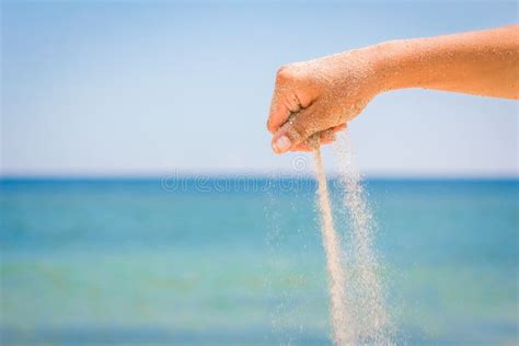 Hands Are Pouring Sand By The Sea Stock Image Image Of Time Travel