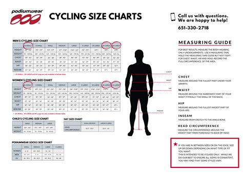 Cycling Apparel Size Charts Podiumwear