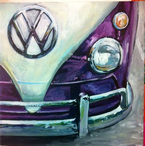Vw Vintage Bus Acrylic Oil Painting Car Painting Abstract Painting