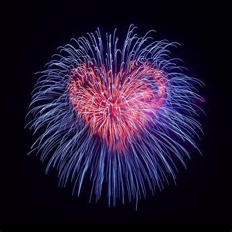 Heart From Fireworks On The Black Sky Background Stock Photo Colourbox