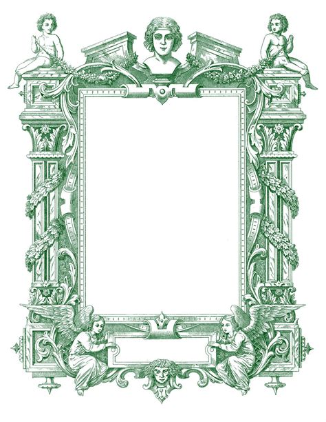 Spectacular Antique French Graphic Frame With Angels The