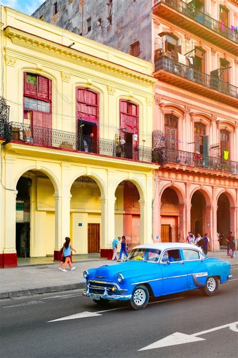 Classic Old Cars And Colorful Buildings In Downtown Havana Editorial Stock Image Image Of