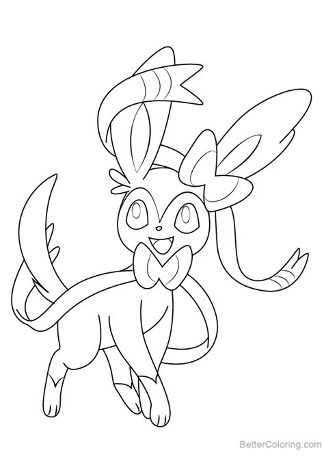 Sylveon Coloring Pages Printable Shelter Pokemon Sylveon Lineart By