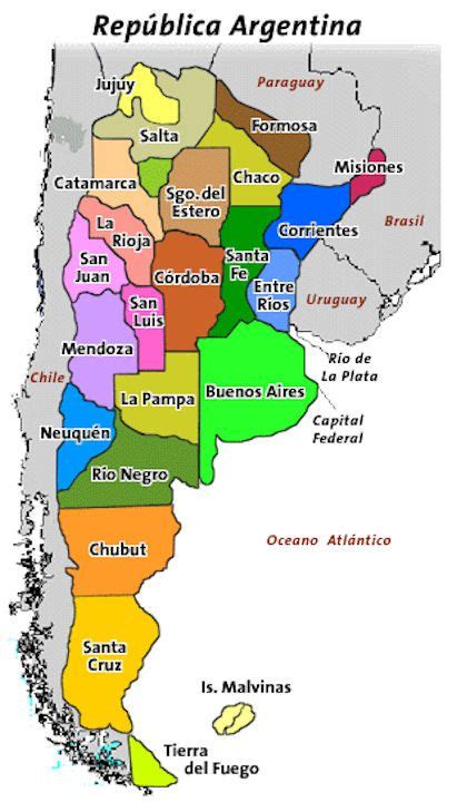 Las provincias y la capital se rigen bajo la constitución individual, pero existen bajo un sistema federal. Mapa de La Republica Argentina y sus hermosas provincias ...