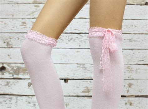 pink lace top thigh high socks pink lace tops pink knee high socks women knee socks