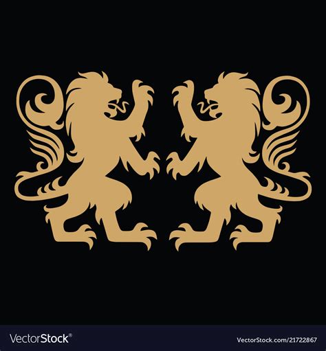 Gold Lion Heraldic Logo Template Royalty Free Vector Image