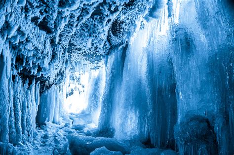 Ice Cave In Frozen Waterfall Jagala Estonia Stock Photo Download