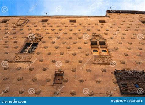 Casa De Las Conchas House Of Shells Facade Salamanca Spain Stock