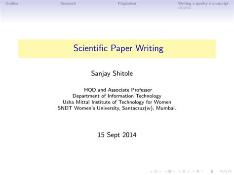 Scientific Paper Writing Ppt