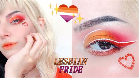 Lesbian Flag Inpired Makeup Look ️🧡💗 Youtube