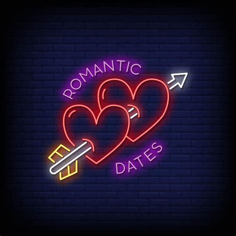 Premium Vector Romantic Dates Neon Signs Style Text
